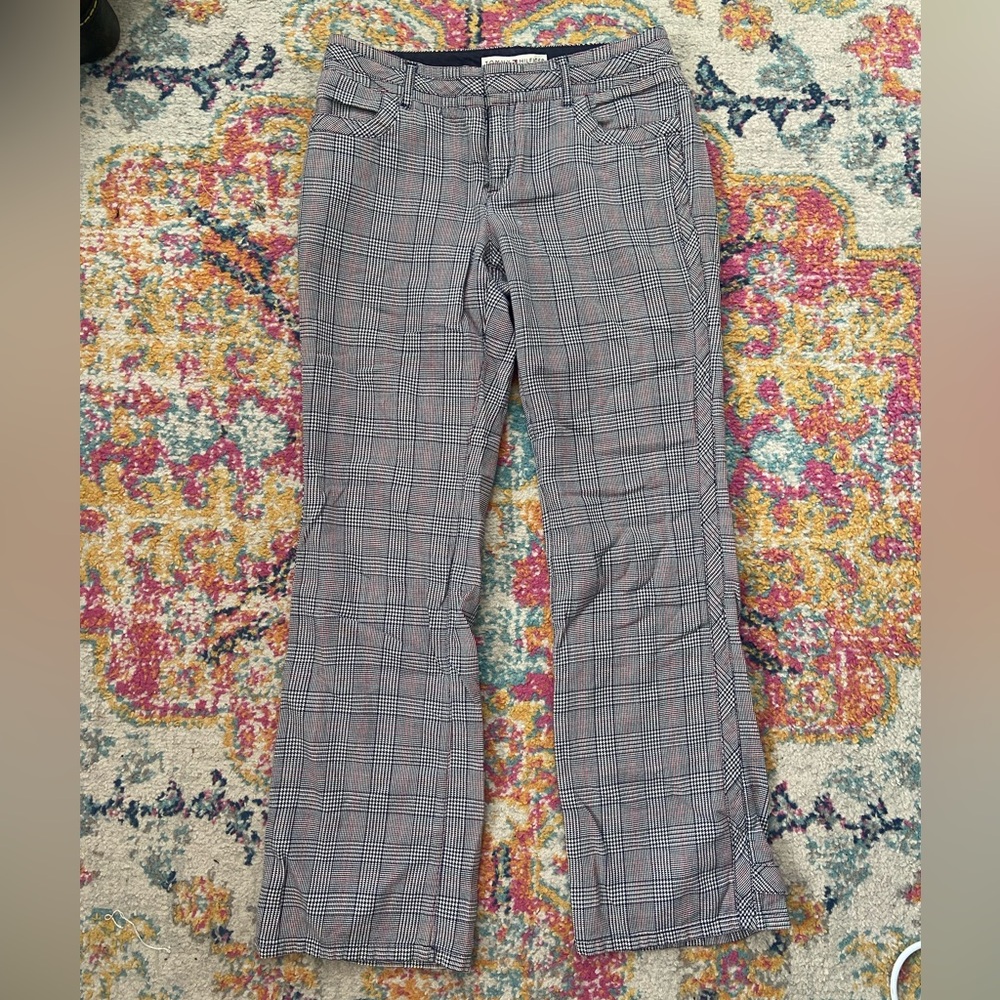 Tommy Hilfiger Plaid Boot Cut Pants - Gray and Black
